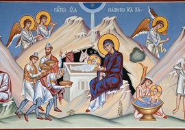Weihnachtsikone, Wandmalerei in der russisch-orthodoxen Kathedrale