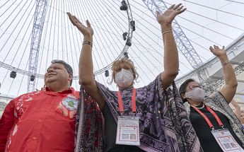 8 September 2022, Karlsruhe, Germany: Participants in the closing prayer service of the 11th Assembly of the World Council of Churches, held in Karlsruhe, Germany. The August 31-September 8 Assembly's theme is 'Christ's Love Moves the World to Reconc