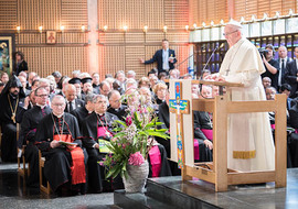 21 June 2018, Geneva, Switzerland: On 21 June 2018, the World Council of Churches receives a visit from Pope Francis of the Roman Catholic Church. Held under the theme of 